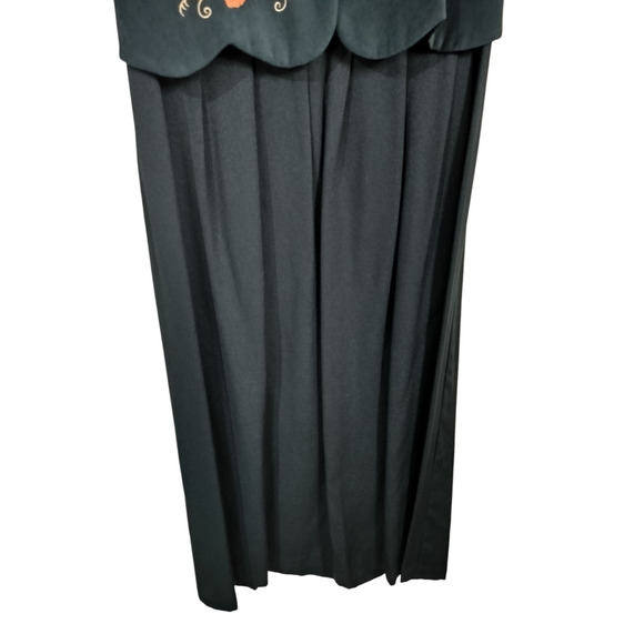 3398)Vtg 80s Miss Dorby Green White Attached Embroidery Vest 3/4 Sleeve Dress 12 - Picture 4 of 11